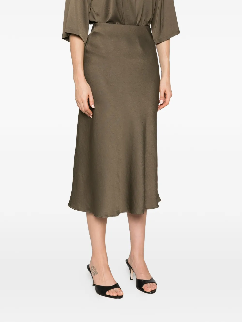 Drykorn Ura satin-finish skirt Groen