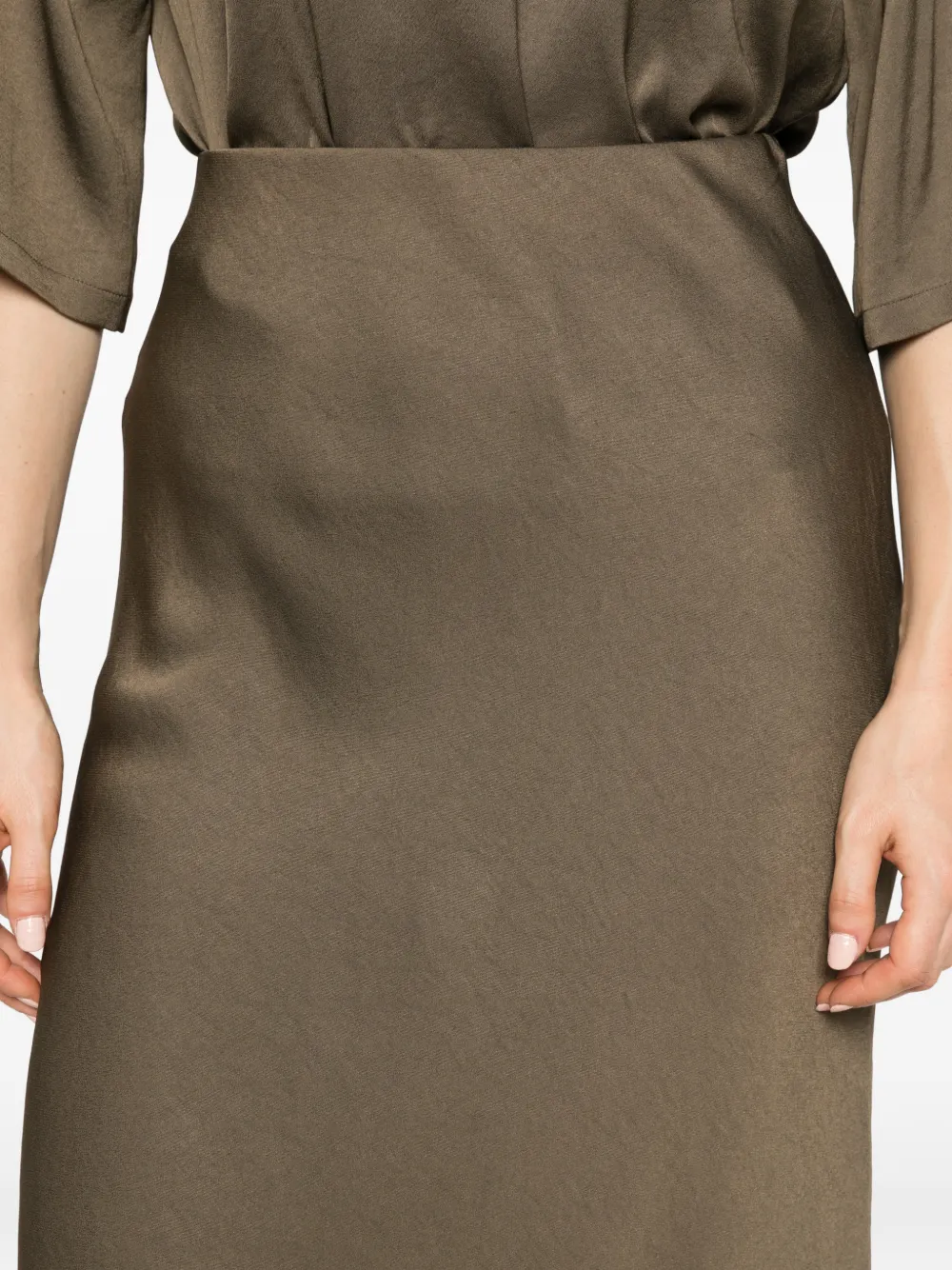 Drykorn Ura satin-finish skirt Groen