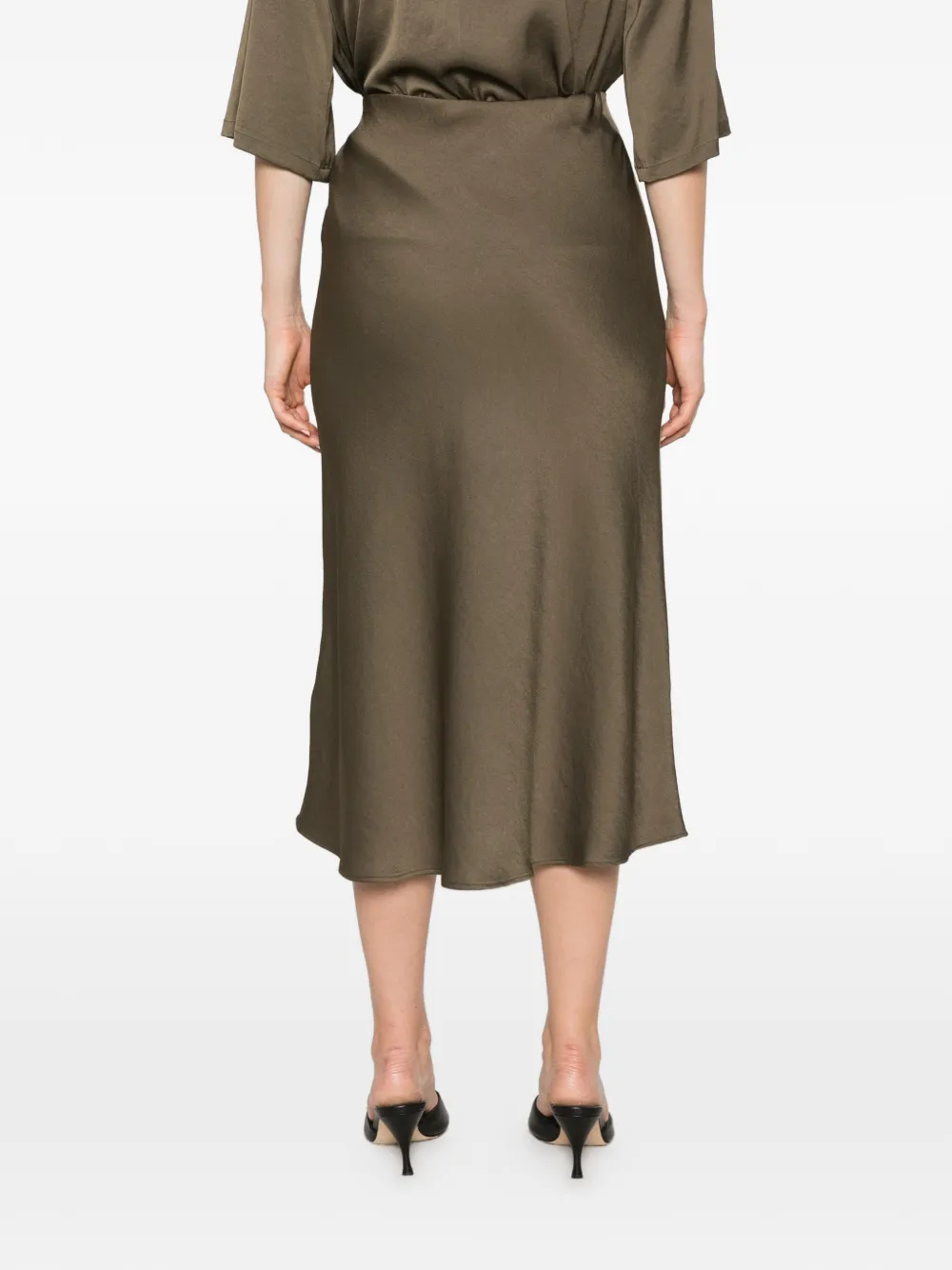 Drykorn Ura satin-finish skirt Groen