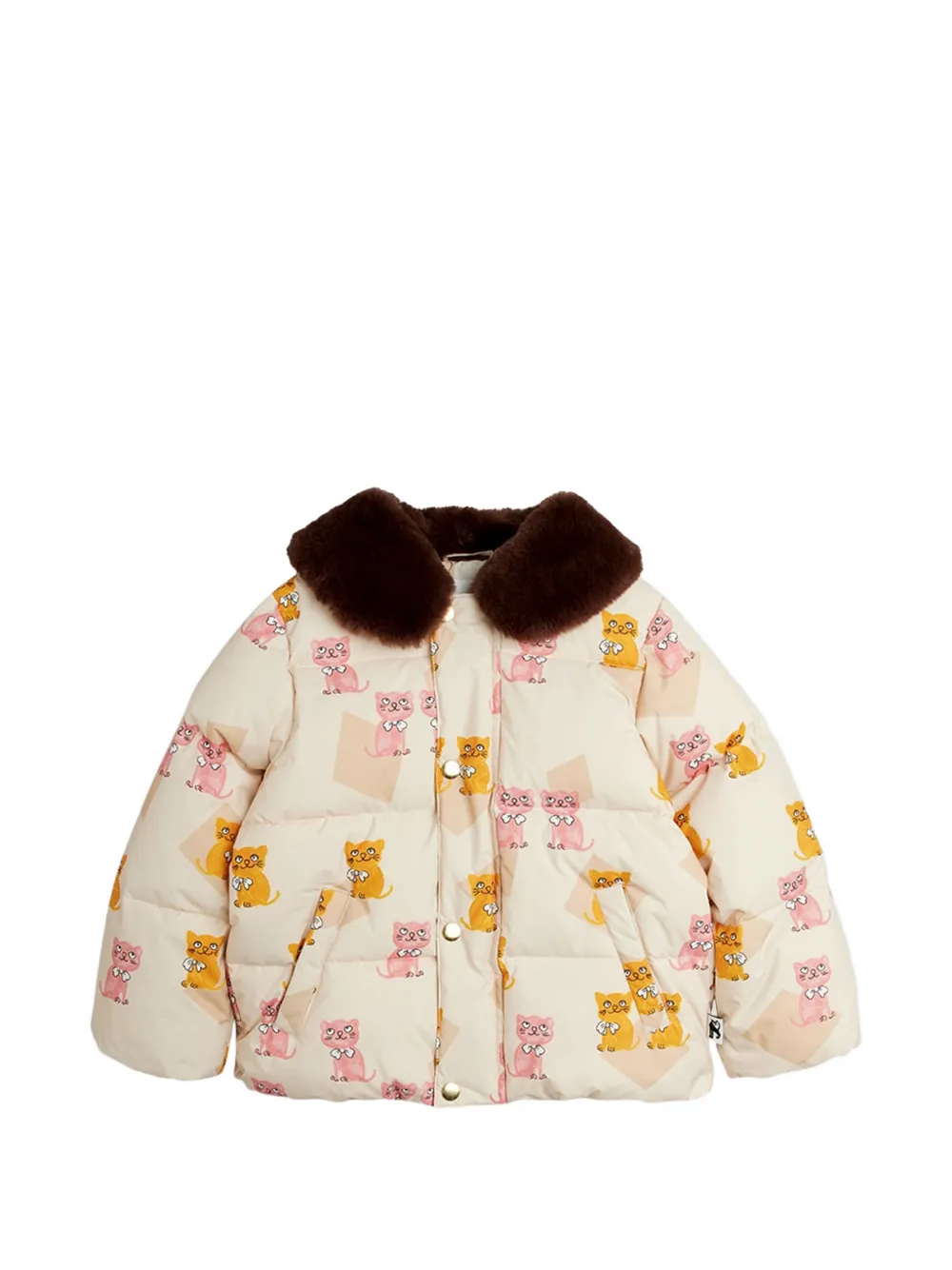Mini Rodini cat-print hooded jacket Beige