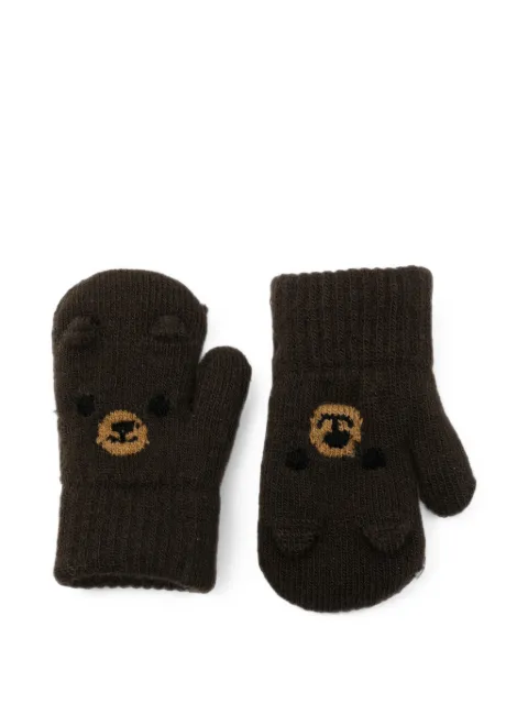 Molo bear-motif knitted mittens