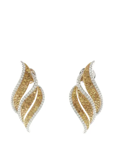 HYT Jewelry أقراط بتصميم أوراق شجر وترصيع ألماس