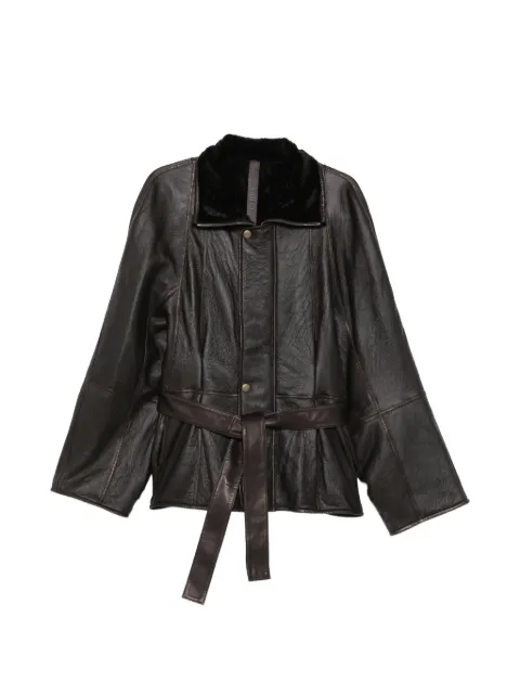 Petar Petrov belted shearling-collar jacket
