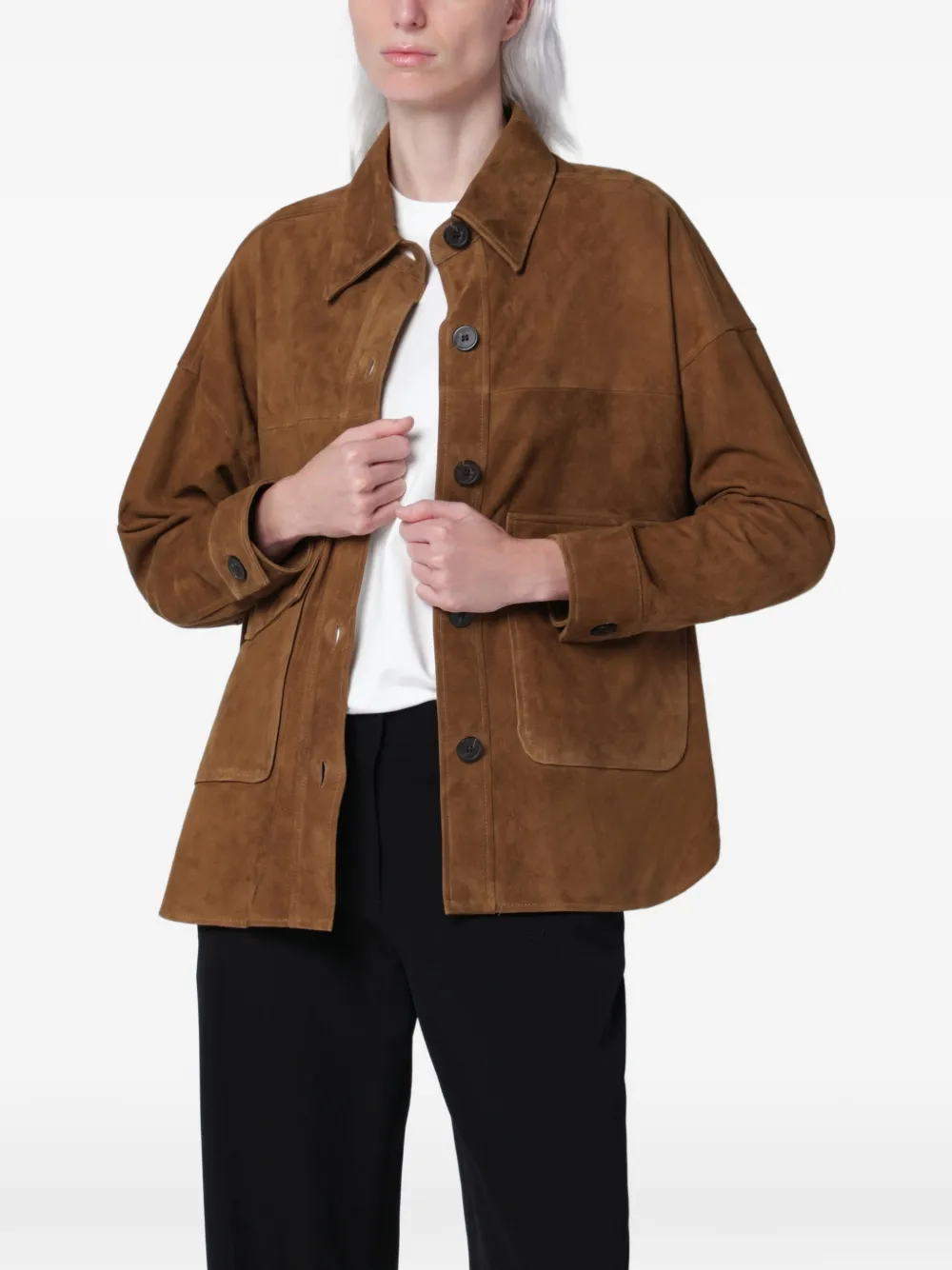 Arma Kaylee Suede Overshirt in Brown