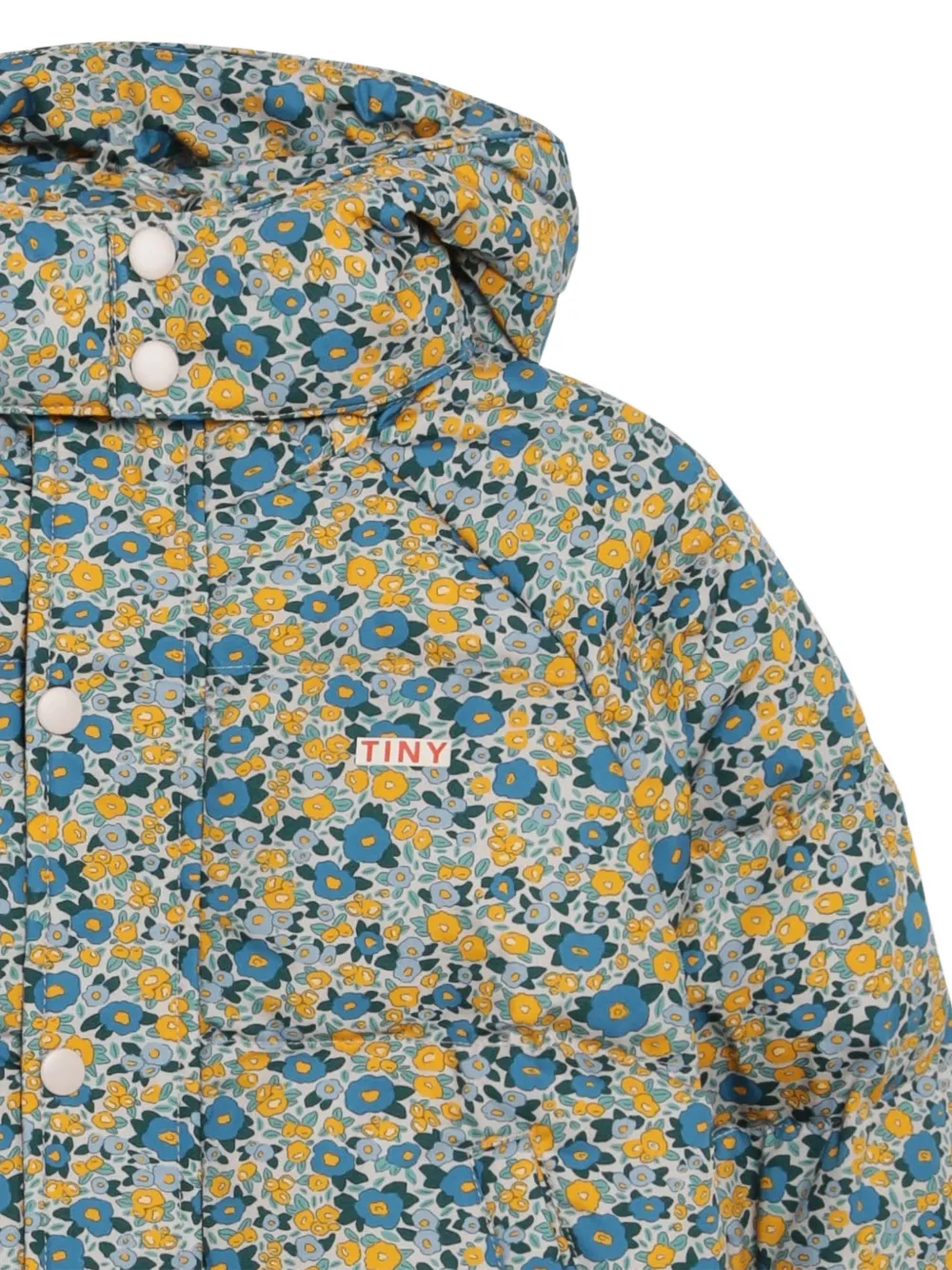Tiny Cottons Gewatteerd jack met bloemen-patroon Blauw