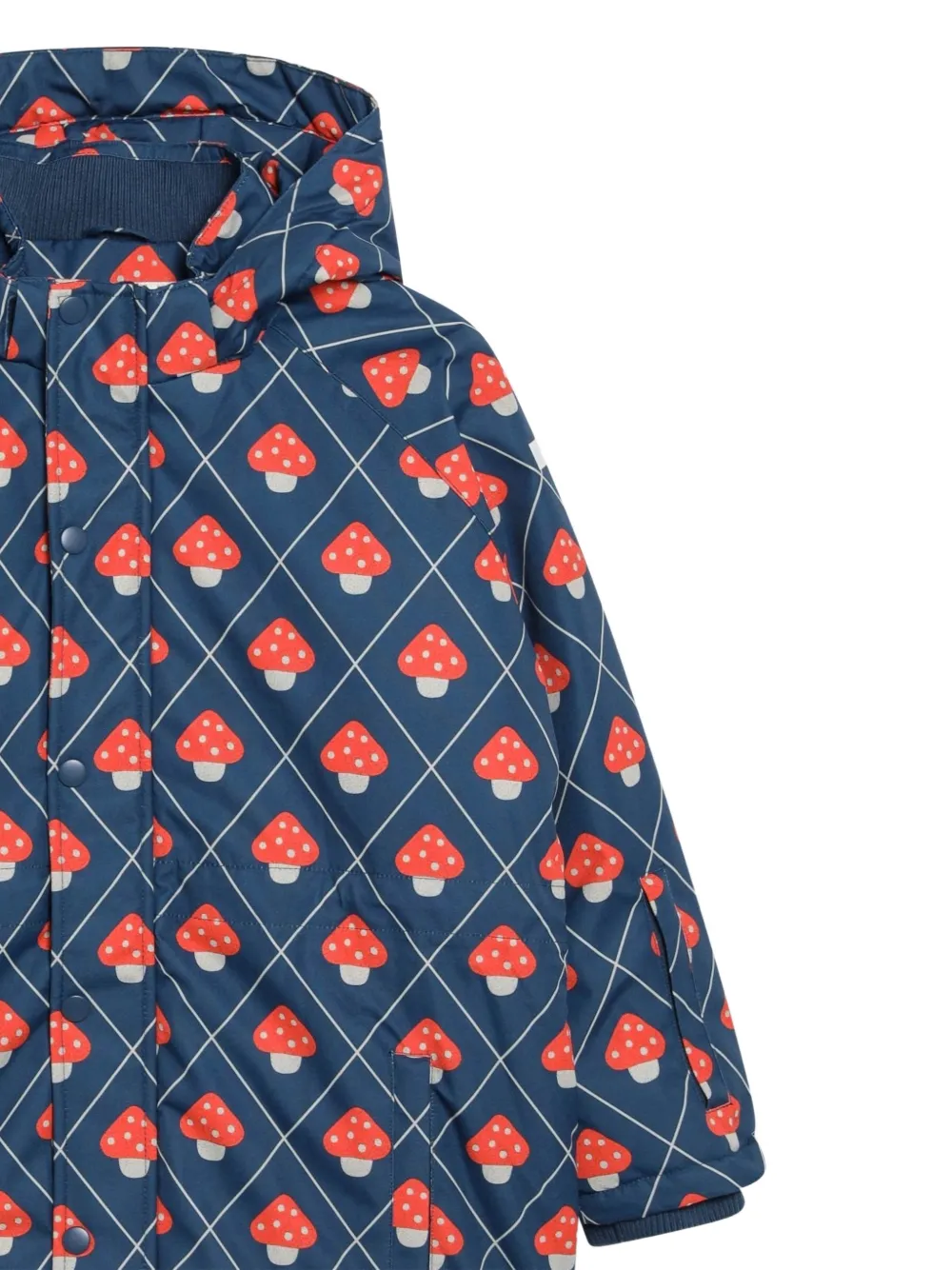 Tiny Cottons Jack met capuchon en paddenstoel-print Blauw