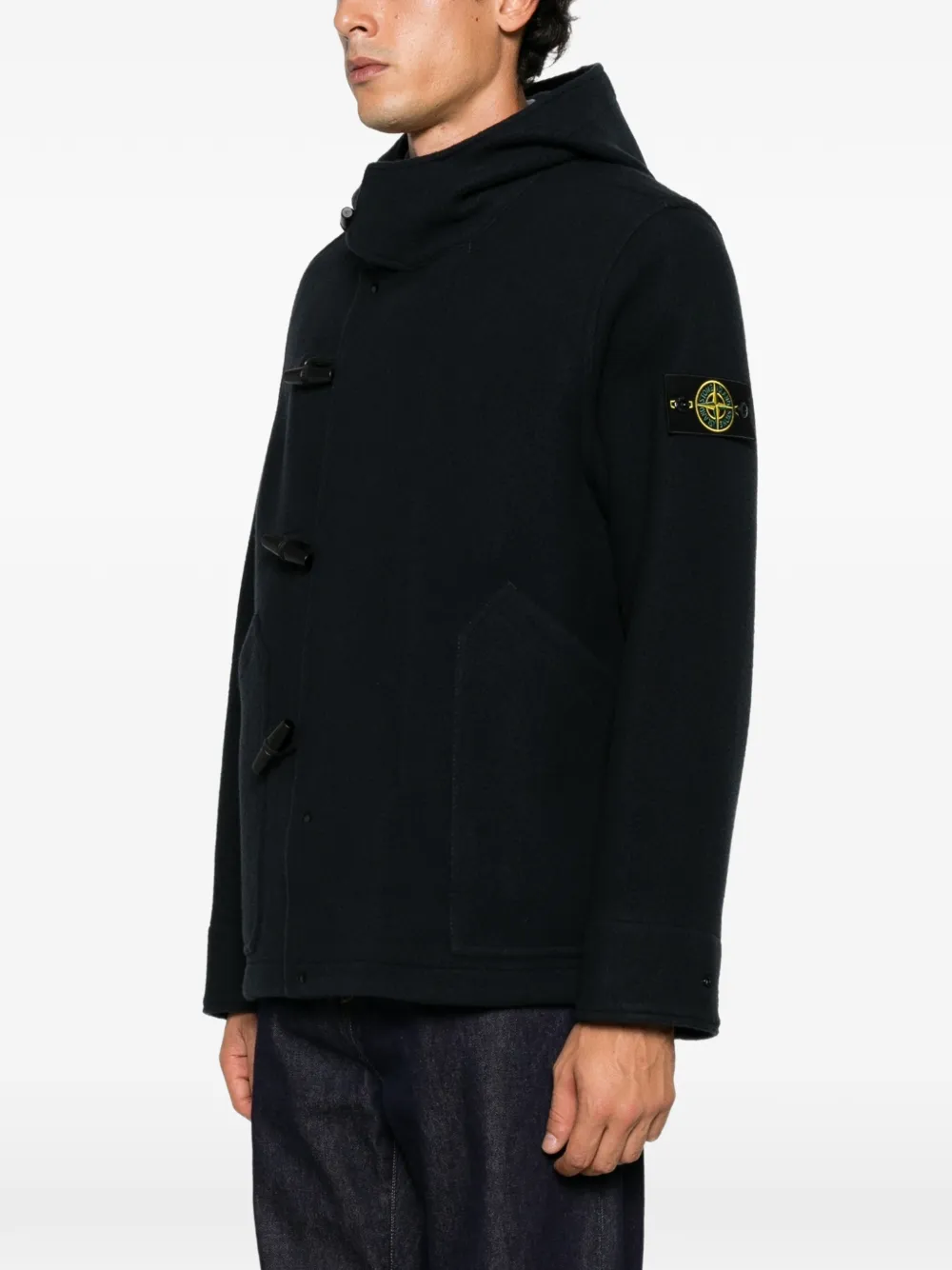 Stone Island toggle-fastening hooded jacket Blauw