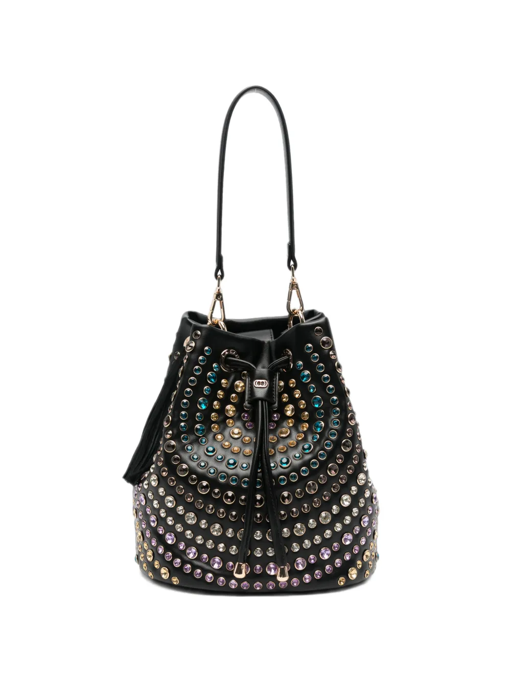La Carrie stud-embellished leather bucket bag - Nero