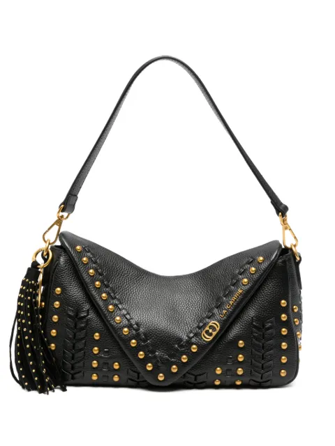 La Carrie stud-embellished pebbled shoulder bag