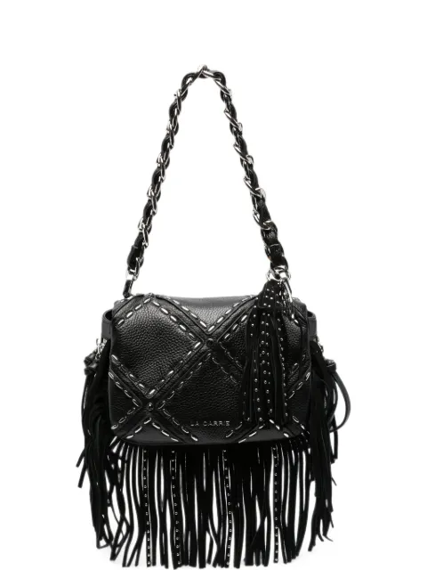 La Carrie small Isabel fringe-trimmed studded shoulder bag