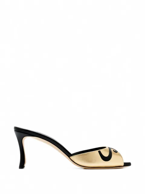 Manolo Blahnik scroll-applique leather heeled sandals 