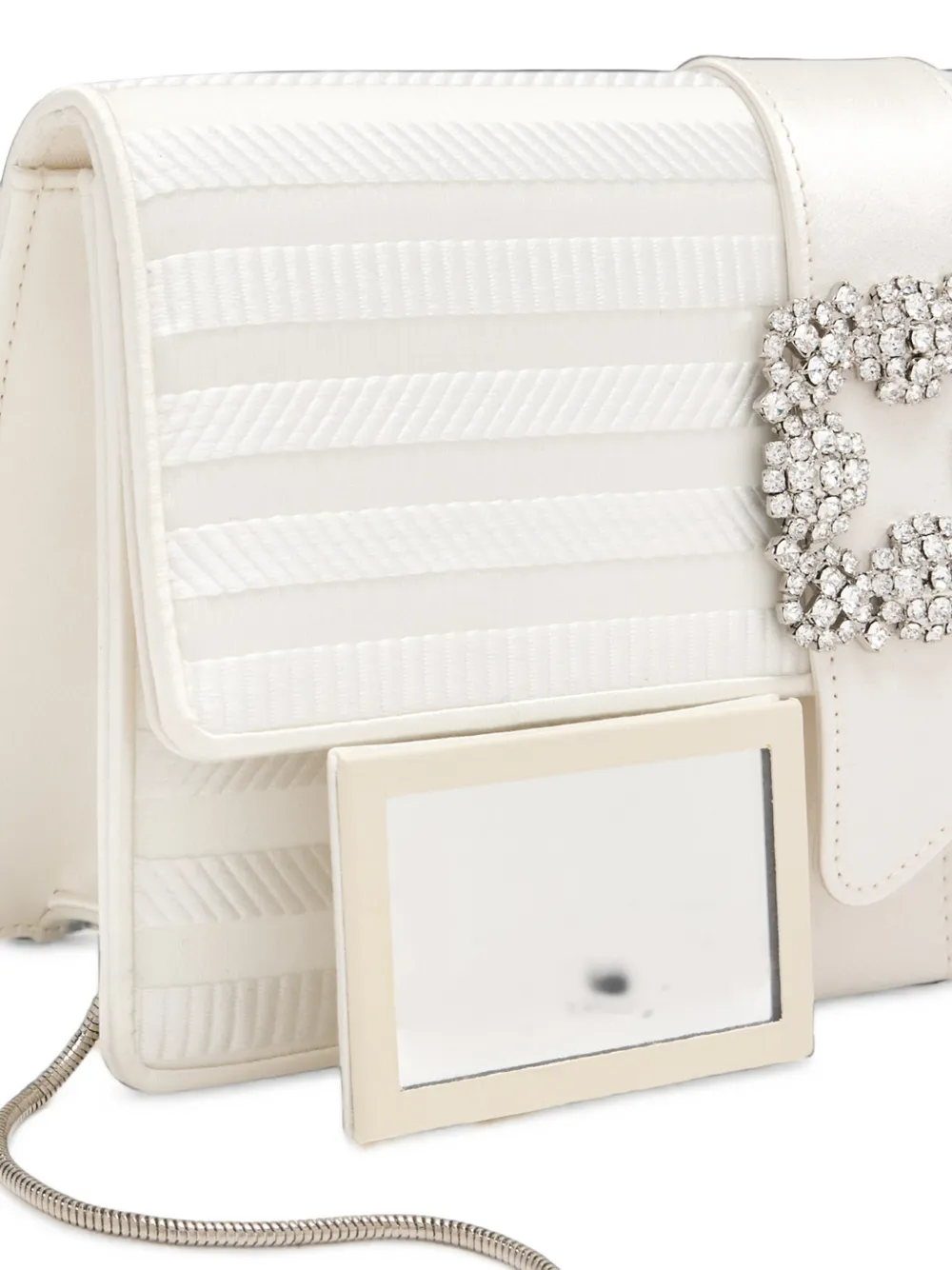 Manolo Blahnik Capri clutch met kristallen gesp Wit
