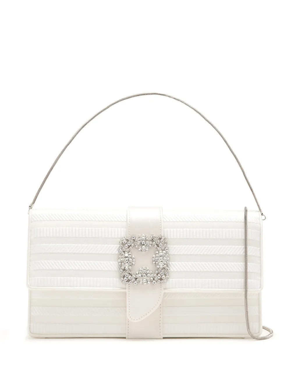 Manolo Blahnik Capri crystal-buckle clutch bag - Bianco