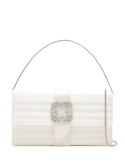 Manolo Blahnik Capri crystal-buckle clutch bag