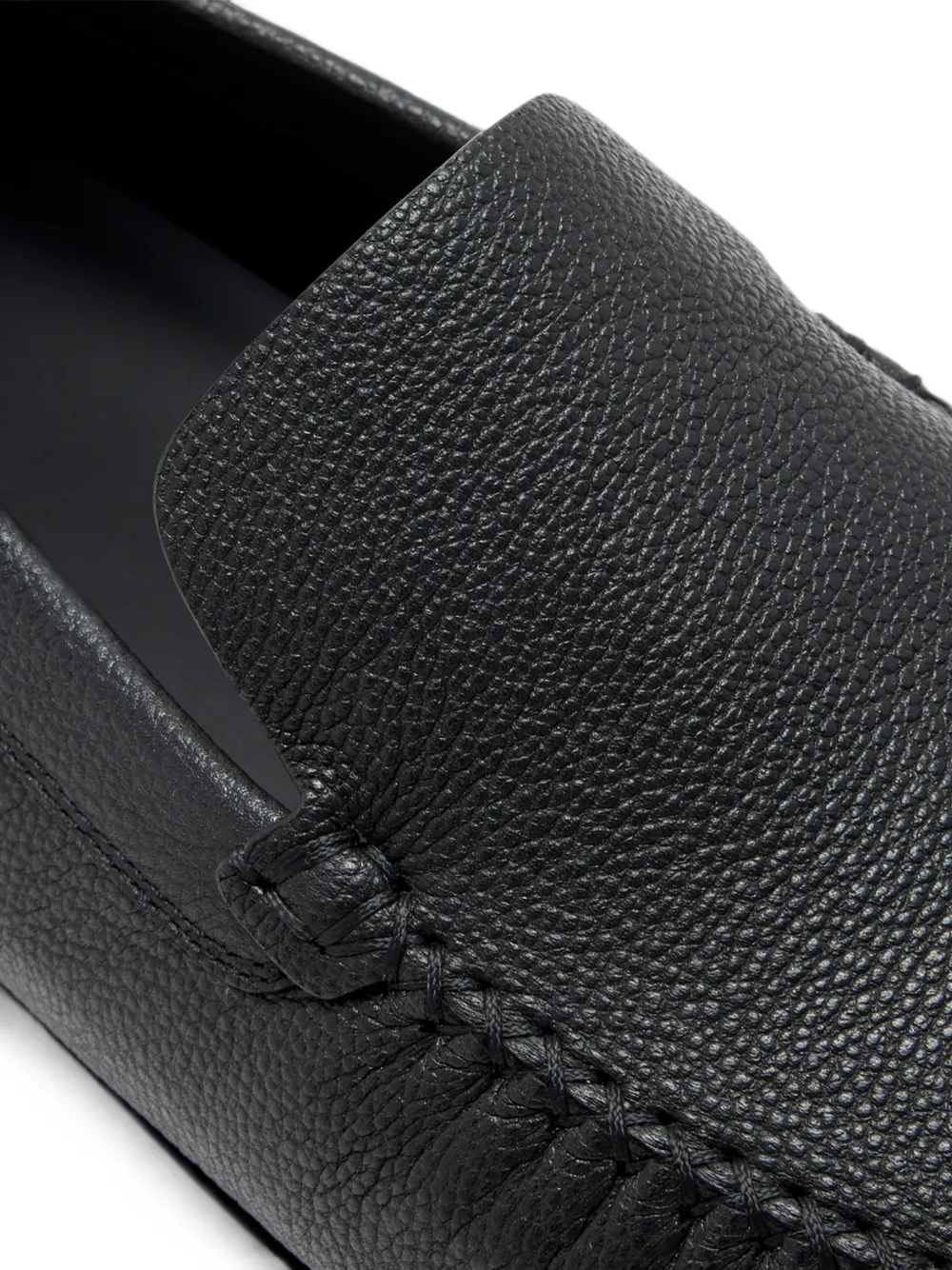 Manolo Blahnik Alder pebble-grain leather loafers Zwart