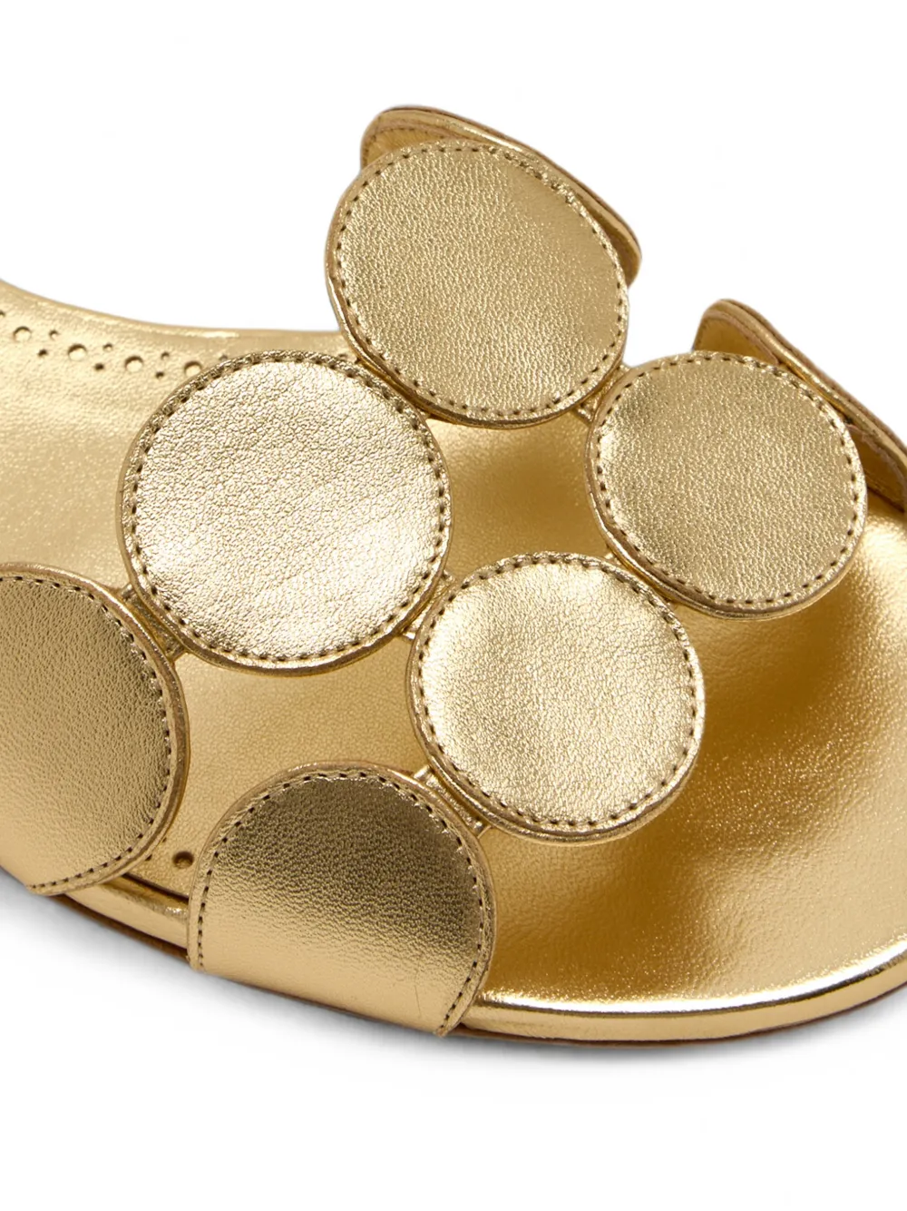 Manolo Blahnik Haribalflat circular-appliqué sandals Goud