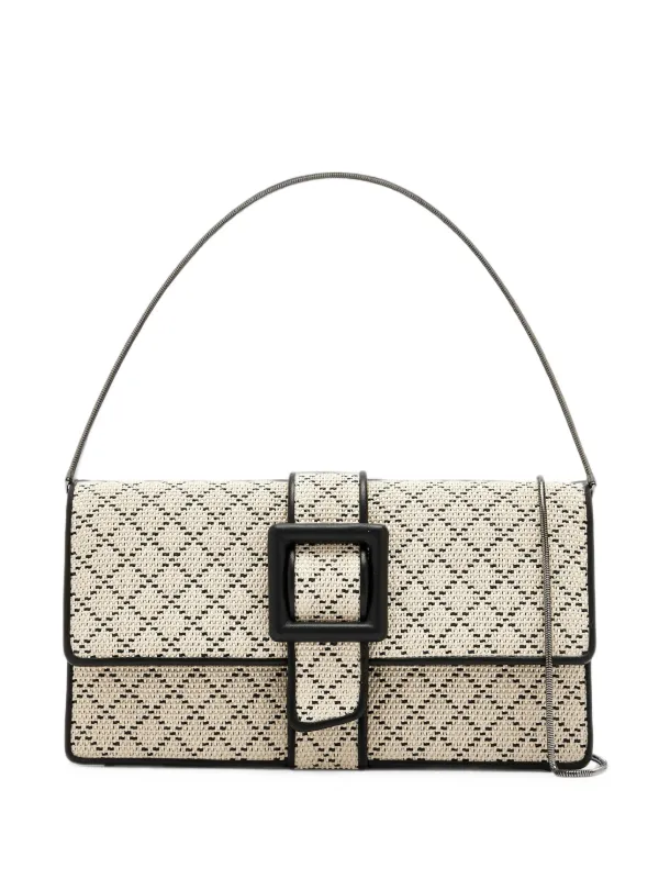 Manolo Blahnik Maycap Buckle-detail Raffia Clutch Bag in Neutrals