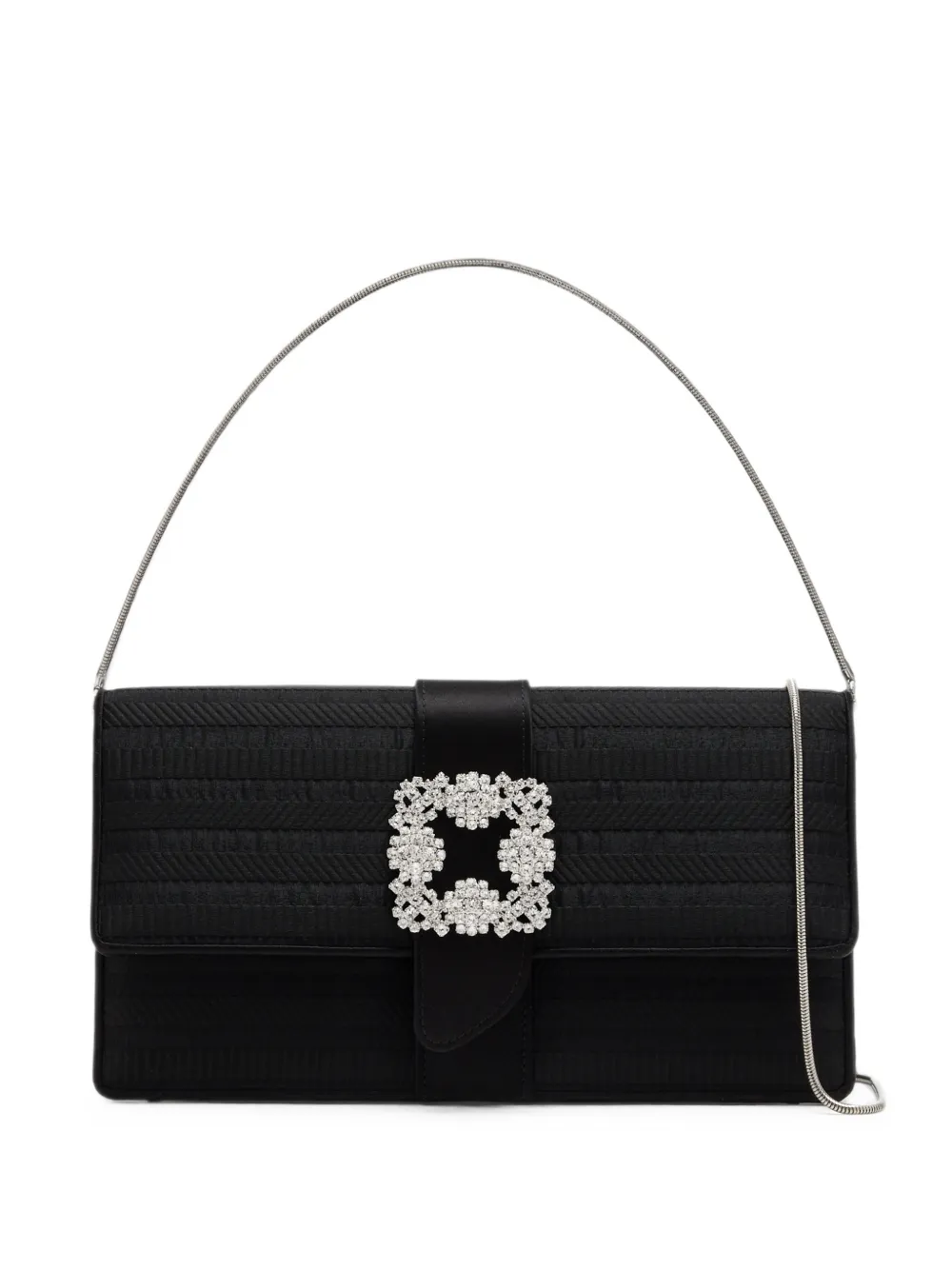 Manolo Blahnik Capri crystal-buckle clutch bag - Nero