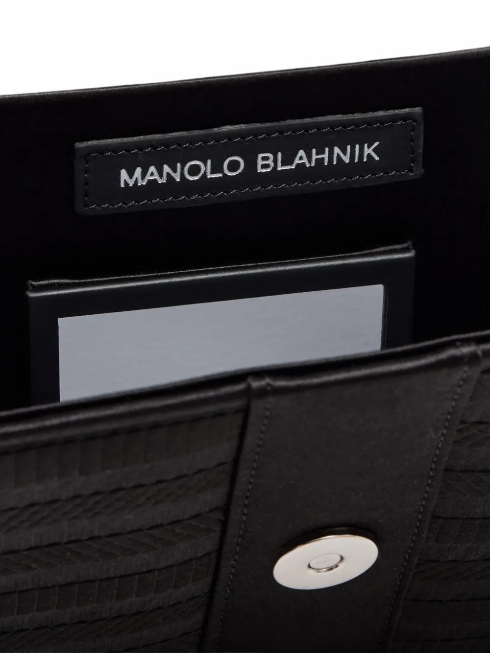 Manolo Blahnik Capri clutch met kristallen gesp Zwart