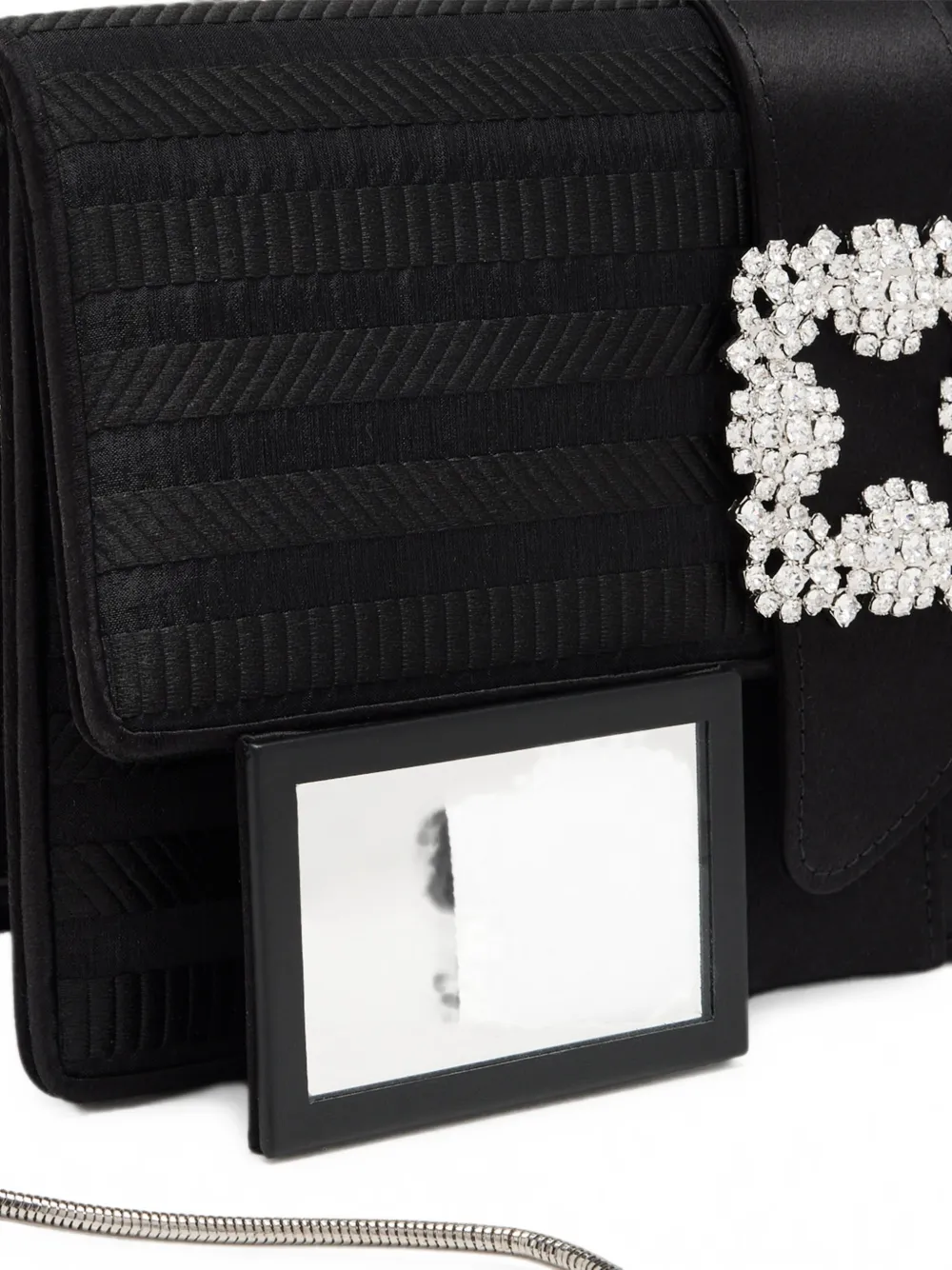 Manolo Blahnik Capri clutch met kristallen gesp Zwart