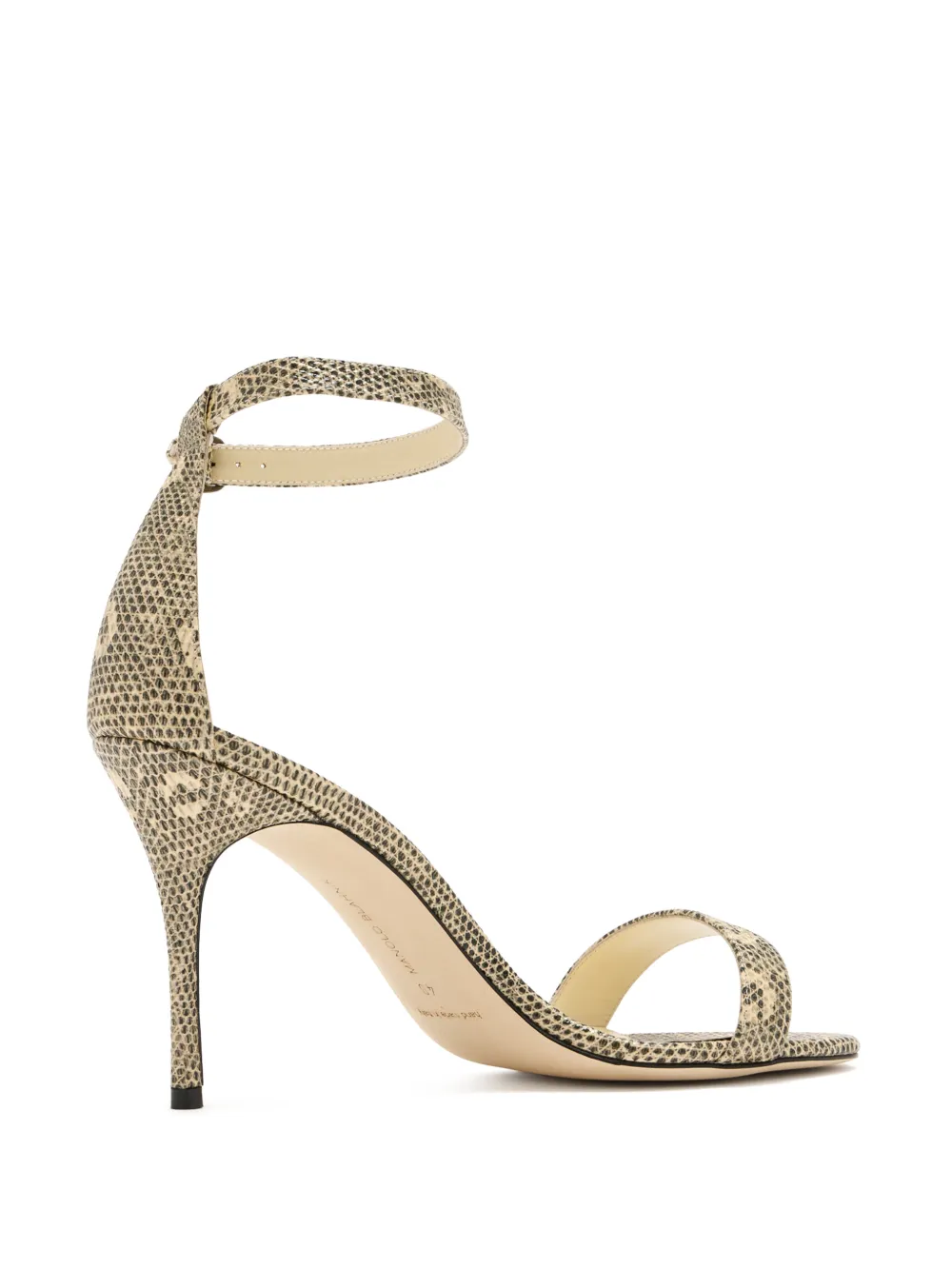 Manolo Blahnik Chaos Snakeskin-effect Leather Sandals in Neutrals, view 3