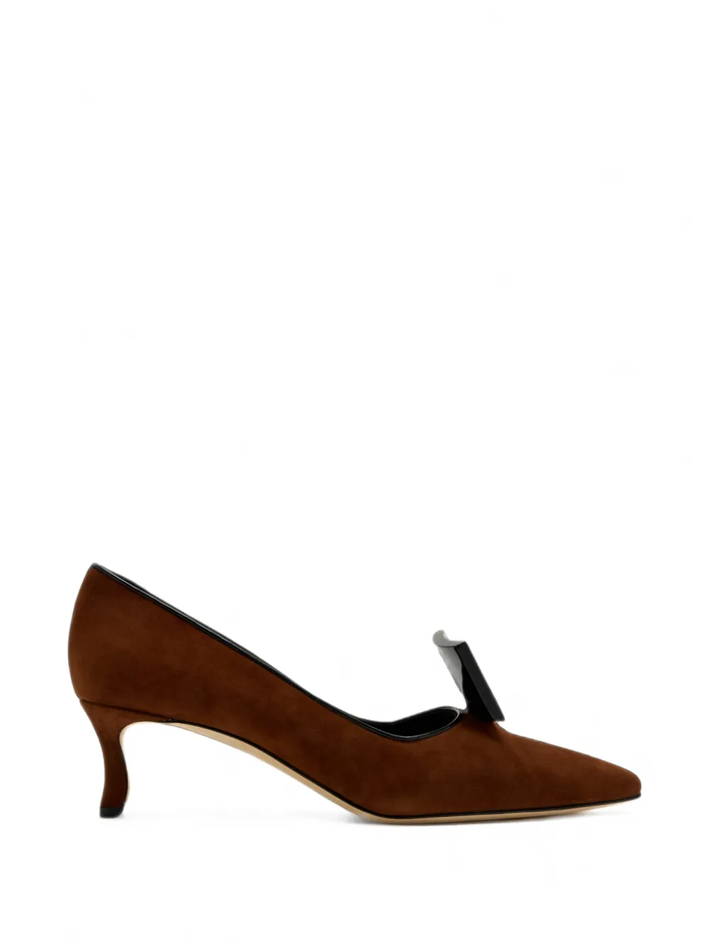 Manolo Blahnik Potoka square-detail suede pumps - Marron
