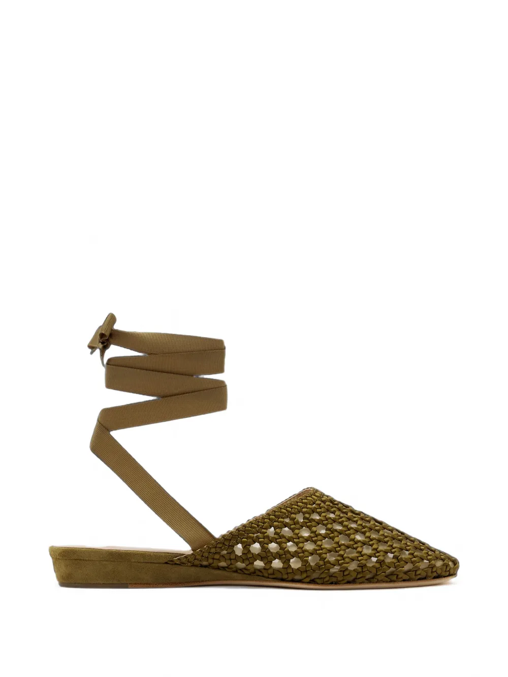 Veronica Beard Malia woven lace-up ballet flats - Verde