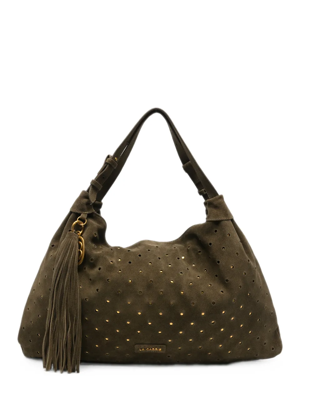 La Carrie perforated stud-embellished tote bag · OS