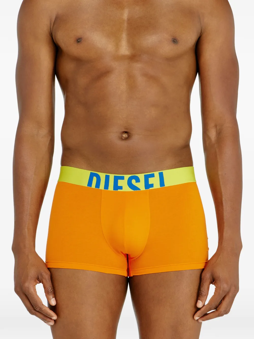 Diesel Drie boxershorts met logoband en grafische print Oranje