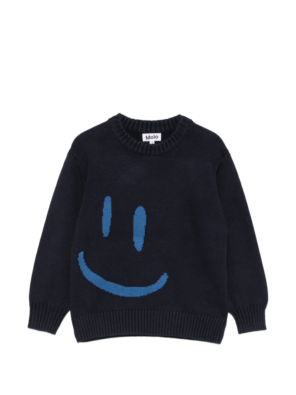 Molo Bello intarsia-knit smiley-motif sweater - Blu