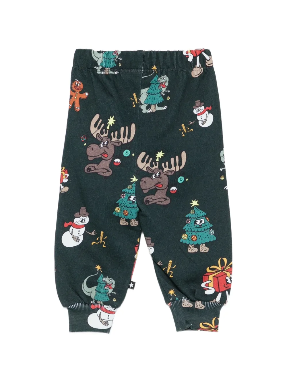 Molo Simeon Christmas-print drawstring trousers Groen