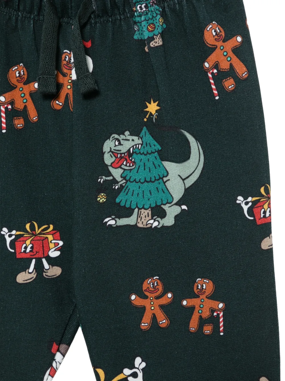 Molo Simeon Christmas-print drawstring trousers Groen