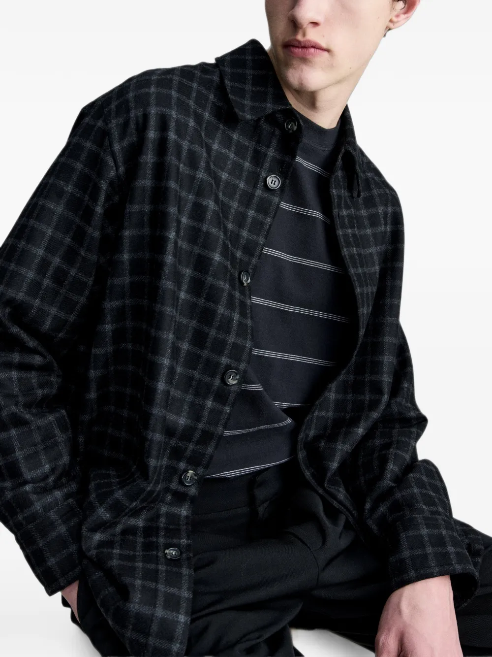 A.P.C. Geruit shirtjack Zwart