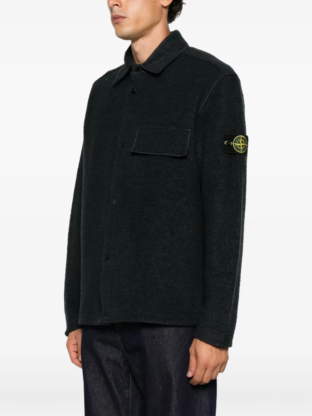 Stone Island Shirtjack met logo-patch Blauw