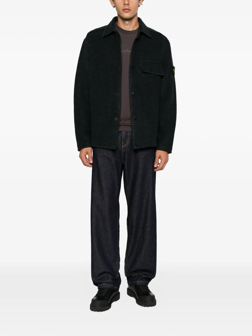 Stone Island Shirtjack met logo-patch Blauw