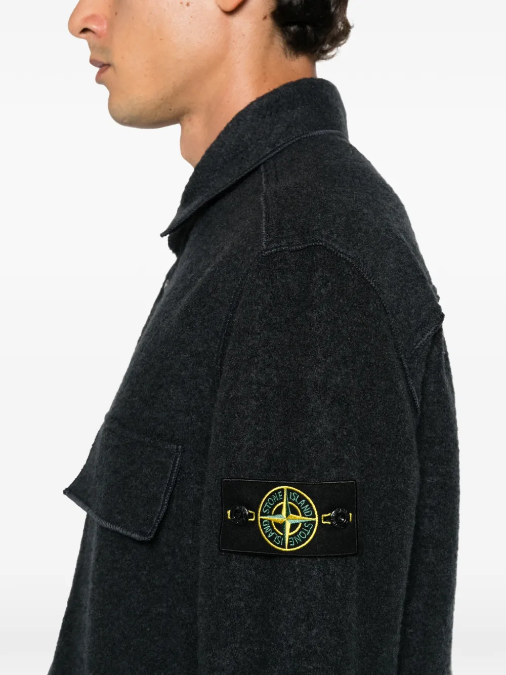 Stone Island Shirtjack met logo-patch Blauw