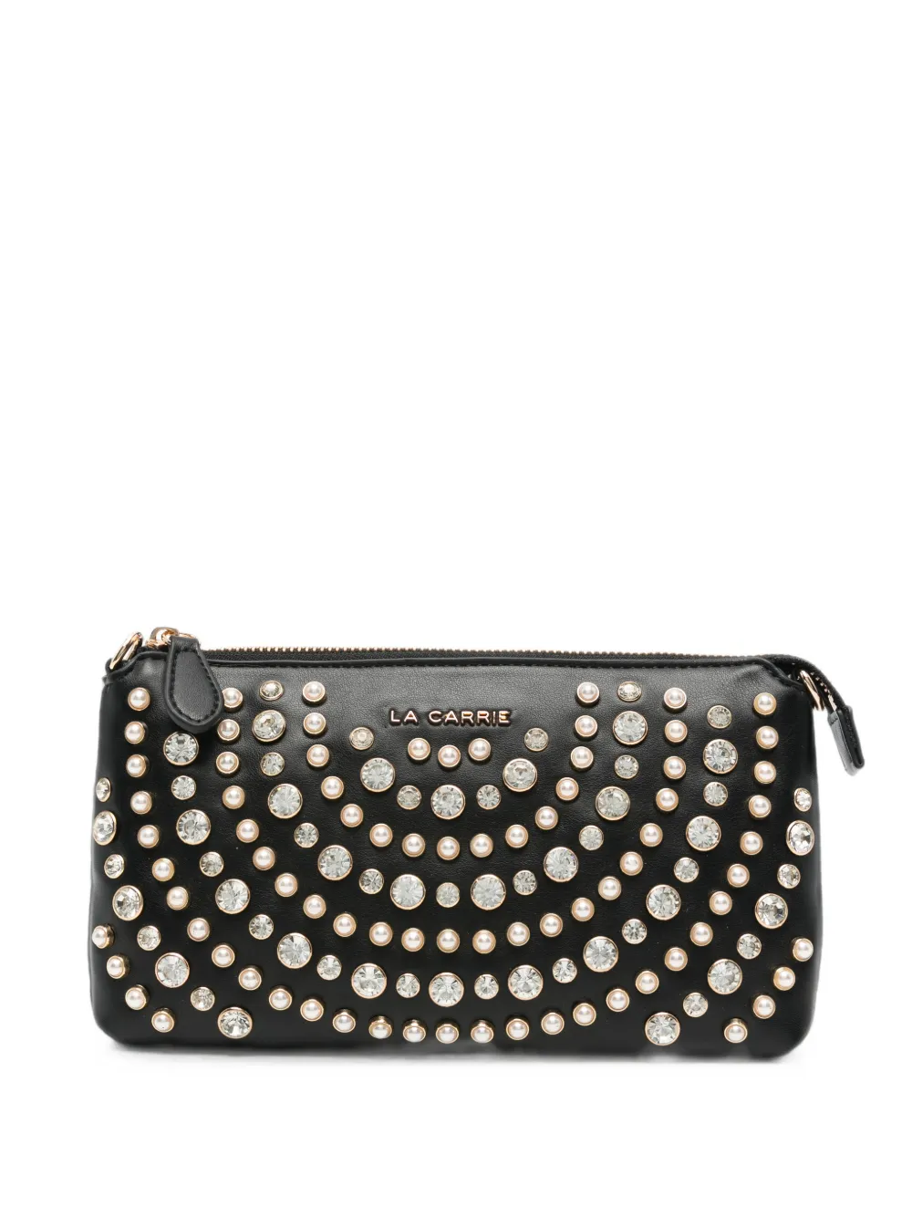 La Carrie crystal-embellished faux-pearl cross body bag - Nero