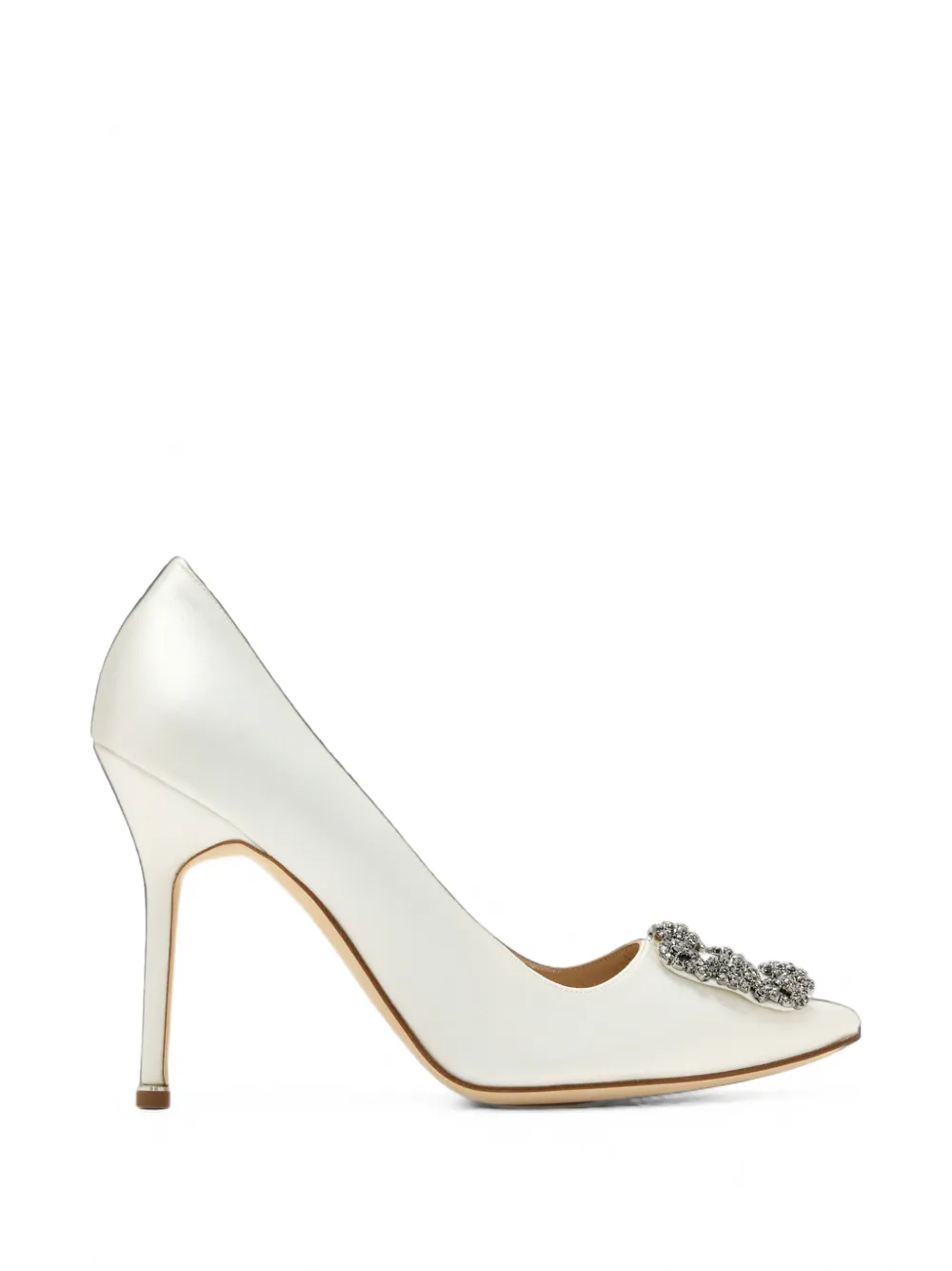 Manolo Blahnik Hangisi crystal-buckle heeled pumps - Blanc Manolo Blahnik Hangisi crystal-buckle heeled pumps - Blanc