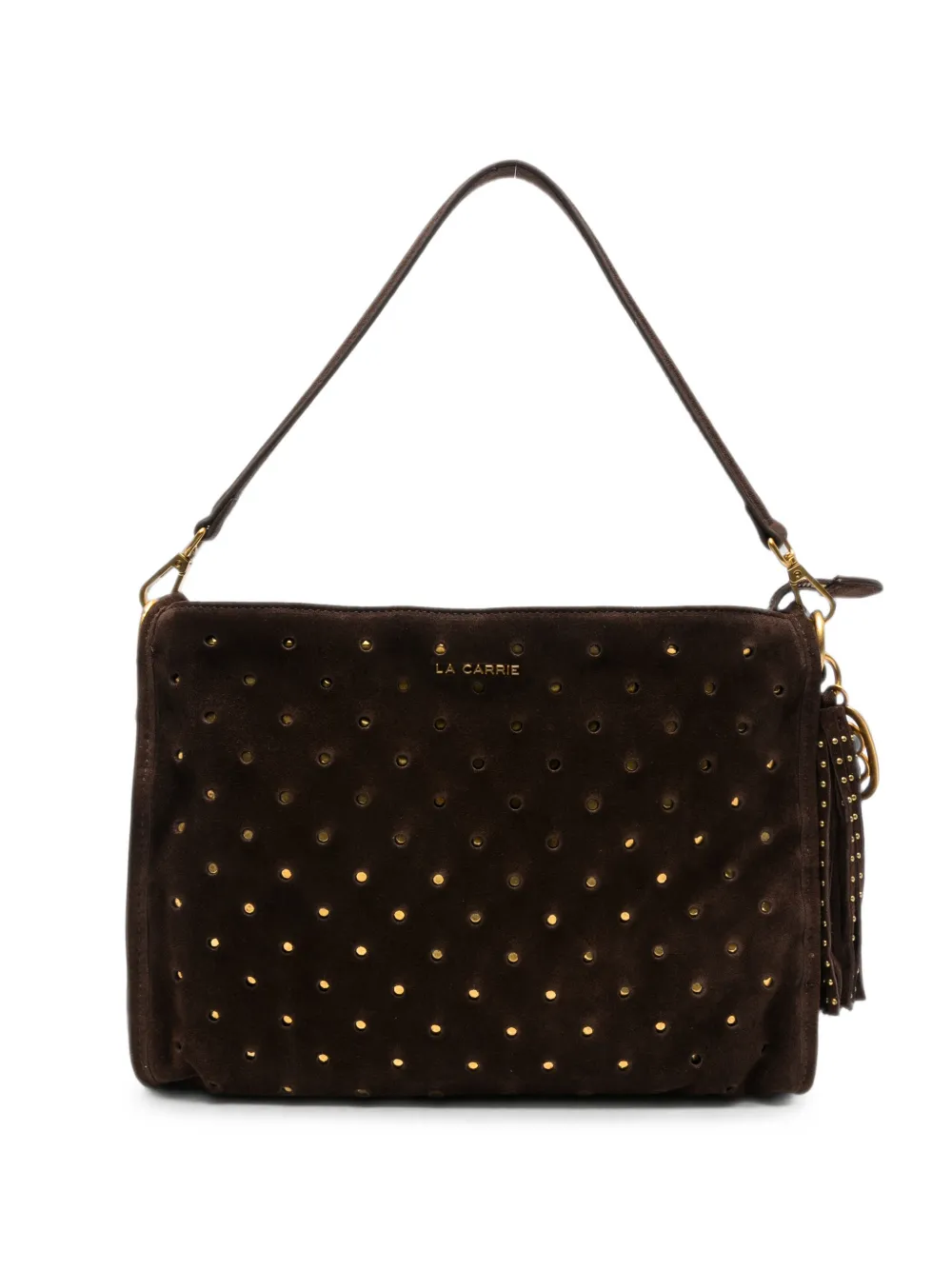 La Carrie Downtown stud-embellished suede tote bag