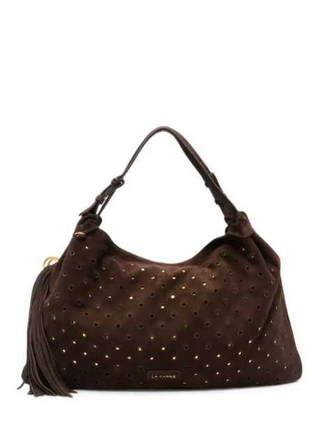 La Carrie Metropolis stud-embellished perforated shoulder bag