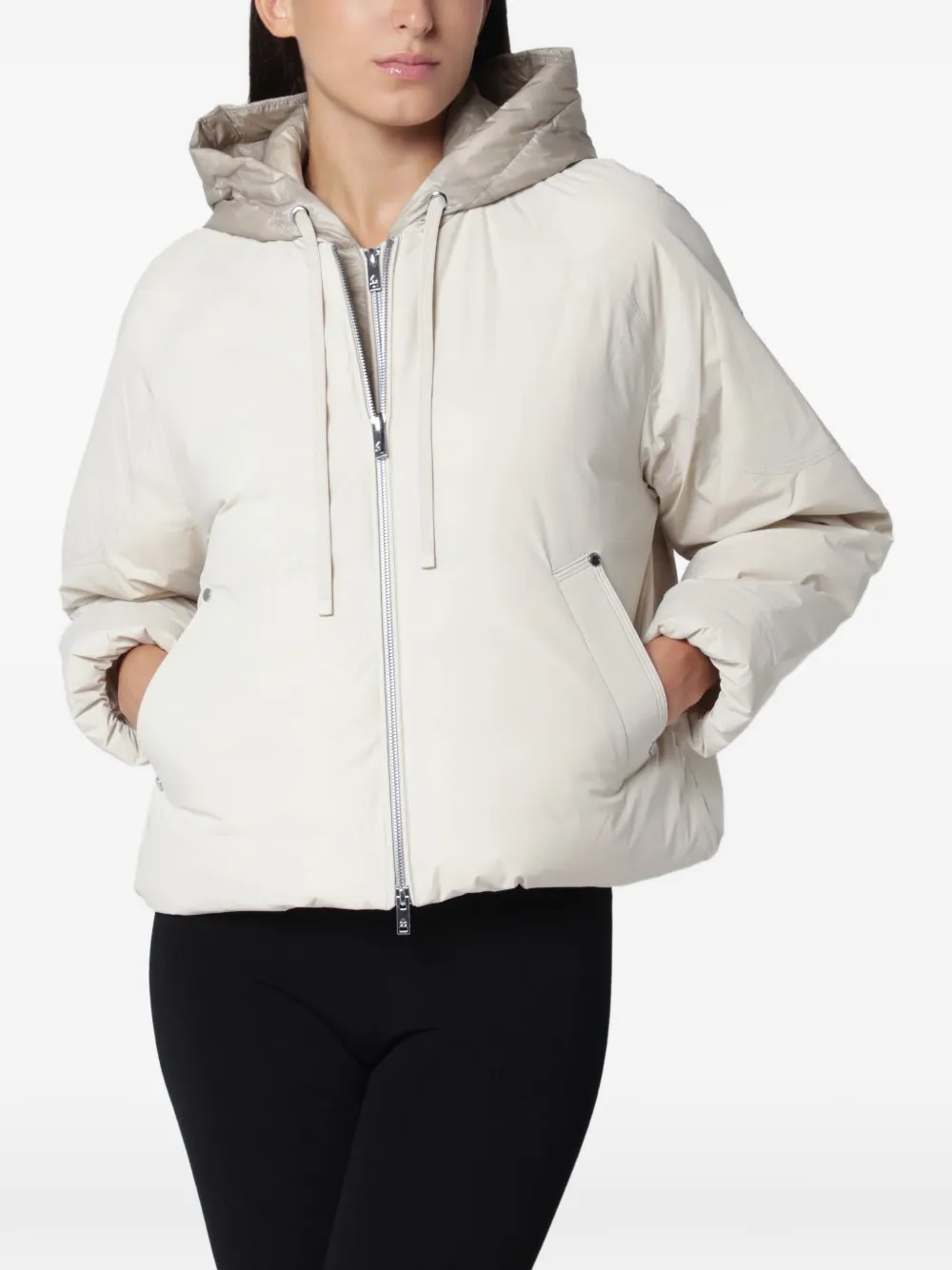 Moose Knuckles Tegan hooded bomber jacket - Nude