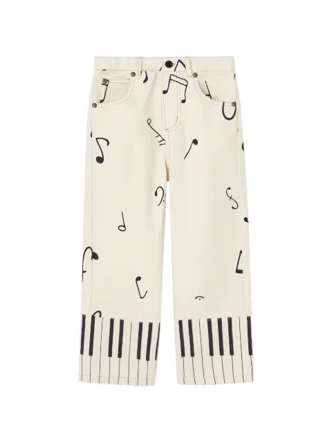 The Animals Observatory Ant music-note print straight-leg trousers