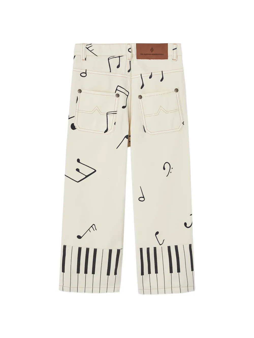 The Animals Observatory Ant straight broek met muzieknoot-print Beige