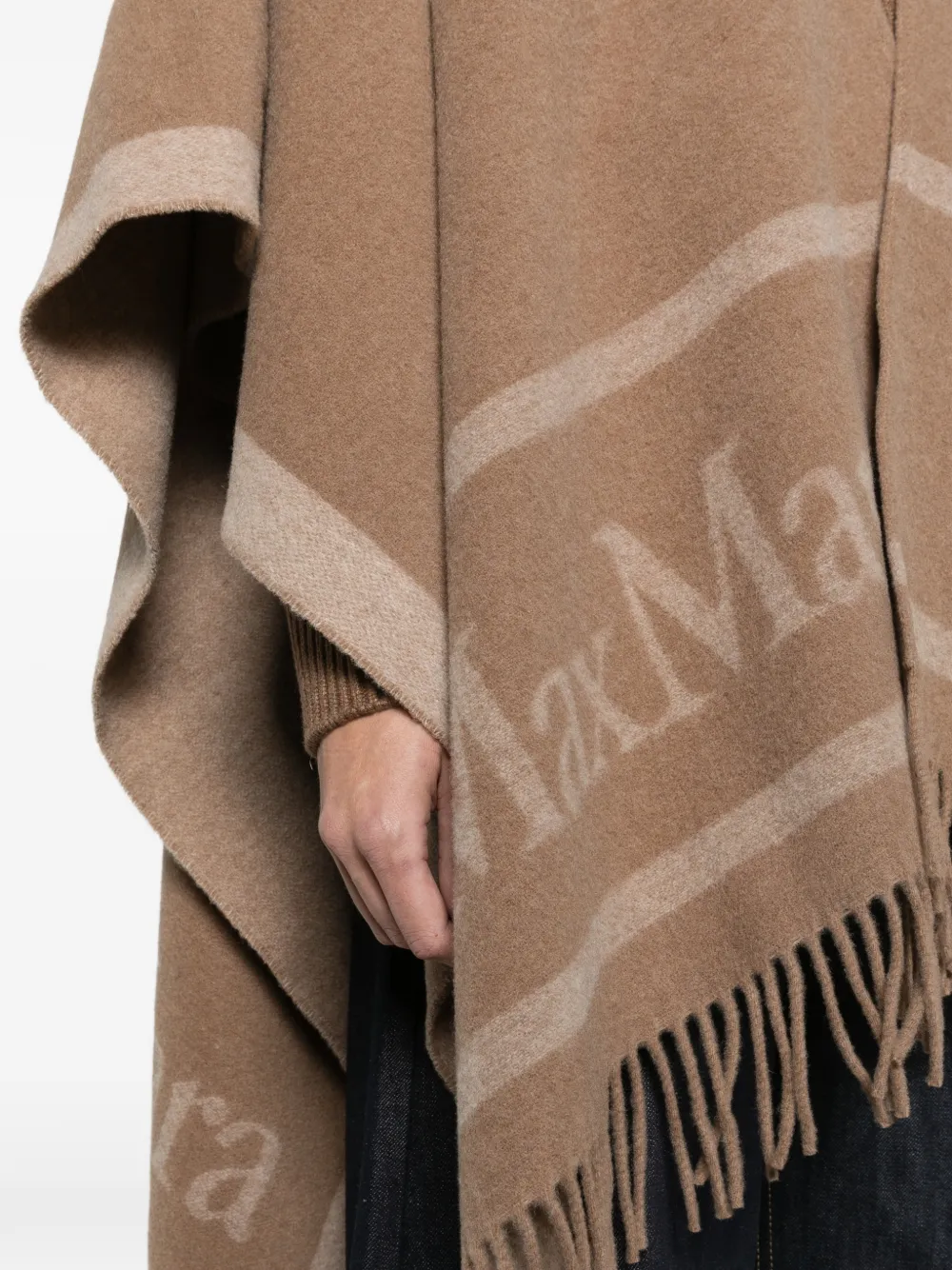 Max Mara jacquard wool poncho Beige