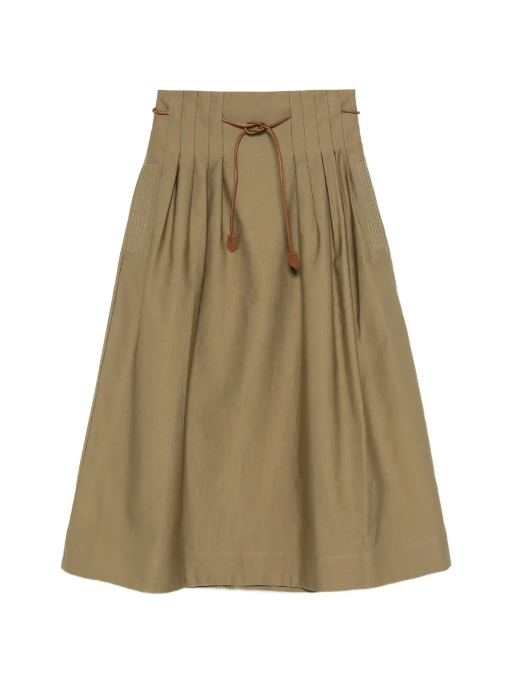 Max Mara pleated cotton Ottoman skirt kaki Groen