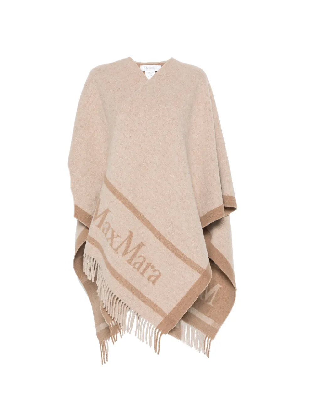 Max Mara jacquard wool poncho - beige - Nude