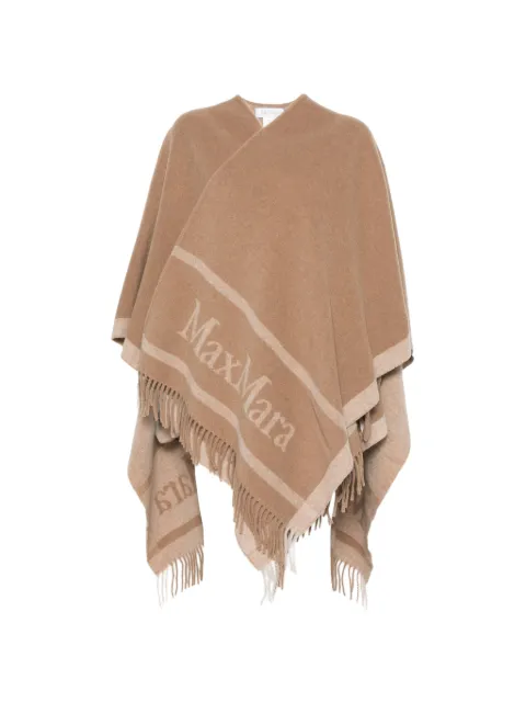 Max Mara jacquard wool poncho - camel