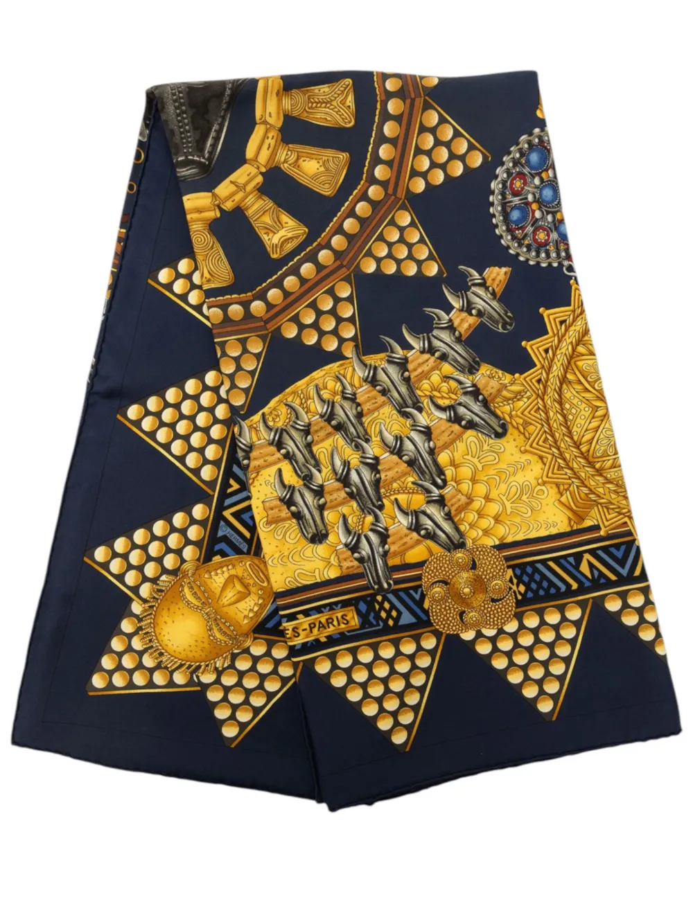 Hermès Pre-Owned 20th Century L Or Des Chefs Silk Scarf 90 scarves - Blu