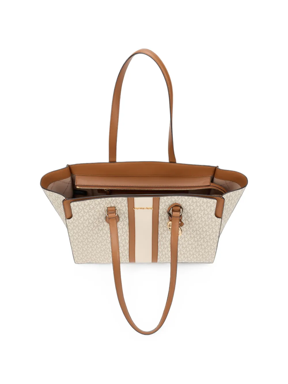Michael Kors Shopper met monogram-print en logo-hanger Beige