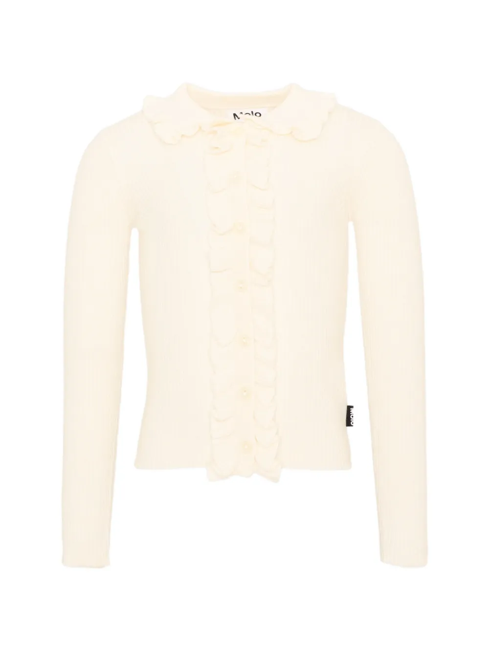 Molo ruffle-trimmed ribbed cardigan - Toni neutri